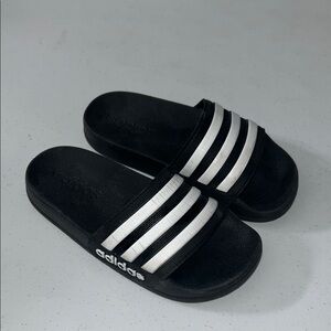 Adidas Kids Black and White Slides Size 12